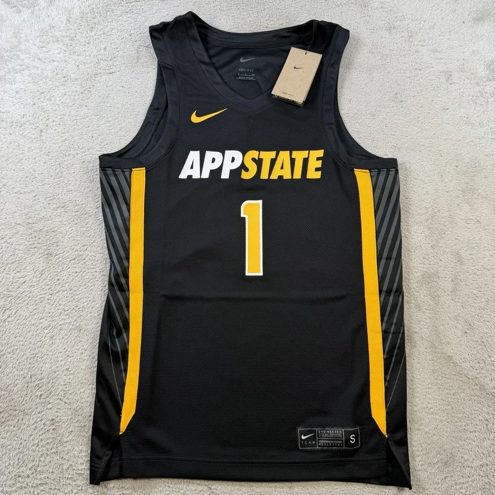 Nike Appalachian App State Mountaineers Jersey Mens Small Black Basketball #1
